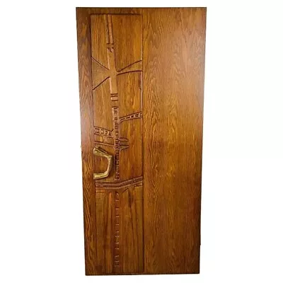 Federico Armijo Carved Oak Interior Door With Custom Bronze Pulls • $5500