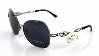 RARE Authentic BVLGARI Gunmetal Grey Ellipse Crystal Sunglasses BV 6025-B 103/87 • $349.95