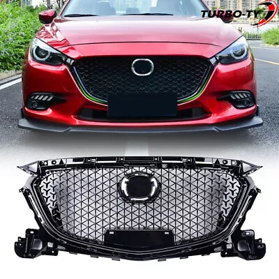 Honeycomb Front Bumper Upper Grille Black Fit For 2017 2018 Mazda 3 Axela • $93.14