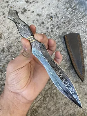 AUTHENTIC Double-Edged V42 Military Damascus Steel Dagger Boot Knife W|| DESIGN • $44.10