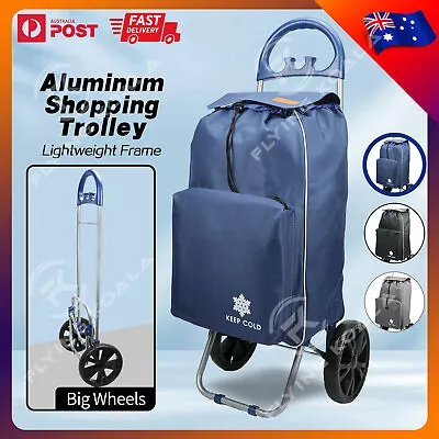 Aluminium Shopping Trolley Cart Foldable Grocery Bag Wheels Carts • $49.99