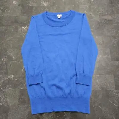 J.Crew Womens Charley Pullover Sweater Blue Merino Wool Long Sleeve Crew Neck XS • $9.50