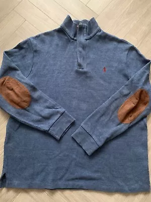 Worn Once Polo Ralph Lauren Zippered Sweater Fleece  Blue XL  RRP £169 • £24.99