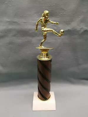 $4.15 • Buy  Trophy Cast Metal Female Soccer Turned Wood Column White Marble 