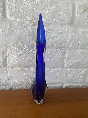 Large Vintage Mid Century Cobalt Blue Sommerso Art Glass Vase MCM • $100