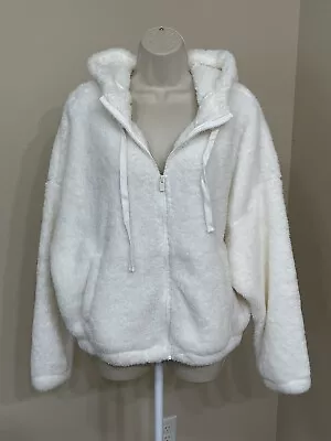 Aeropostale Women’s Ivory Fleece Long Sleeve Full Zip Hooded Jacket S M • $46.23