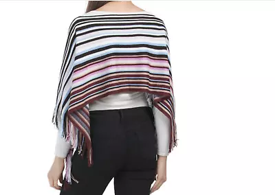 New Missoni Womens Knit Poncho Zigzag Natural Multicolor Fringe Chevron Cover-up • $74.99