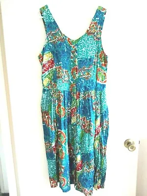 $50 • Buy Indian Made Printed Sleeveless Fully Lined Dress - Size L