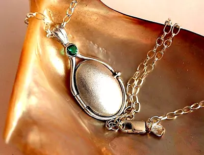 925 Sterling Silver 4mm Lab Emerald Locket H2O Just Add Water Mermaids+18.5Chain • $69.77