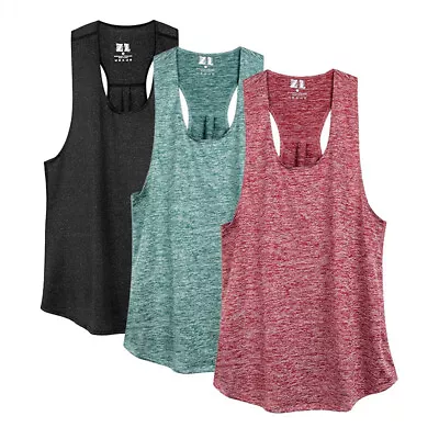 Womens Activewear Ladies Sport Gym Tank Top Sleeveless Yoga Vest Racer Back • £7.19