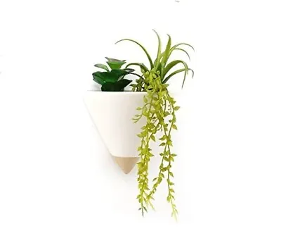 £12.99 • Buy Artificial Plants Succulents Cone Wall Planter Faux Plant Two Tone Ceramic Pot