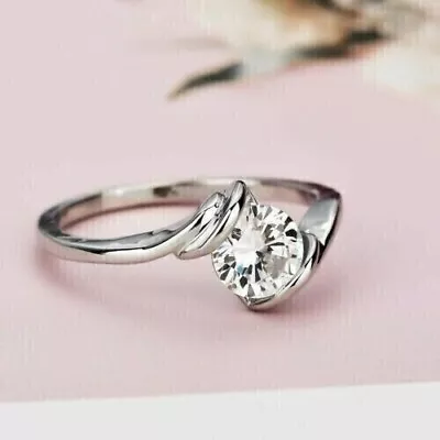 1Ct Round Cut Lab Created Diamond Women's Wedding Ring 14K White Gold Plated • $69.47
