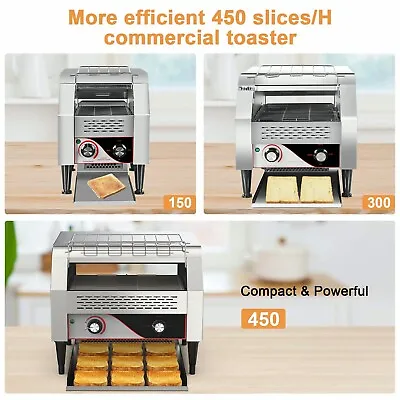 $289.99 • Buy Commercial Conveyor Toaster 450Slices/H Bread Baking Machine W/ Tracks Shops US