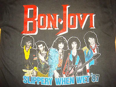 £368.29 • Buy Vtg 80s Bon Jovi Slippery When Wet Tour T-Shirt 1987 You Give Love A Bad Name