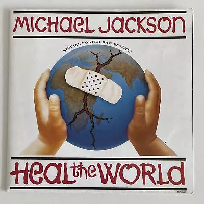 MICHAEL JACKSON  HEAL THE WORLD  UK  7  Single Poster Bag  PLAY TESTED    EX • $7.45