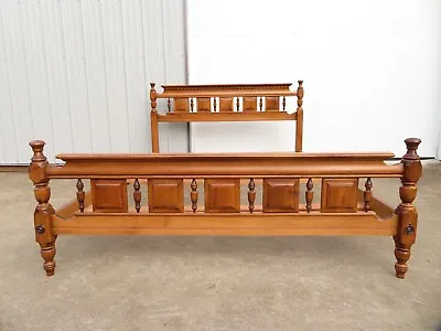 VINTAGE Queen Size HARD MAPLE BED FRAME Headboard HOLLYWOOD REGENCY Ethan Allen • $695