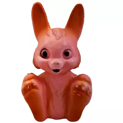 Vintage Pink Plastic Blow Mold Bunny Rabbit Sitting Piggy Bank 7  • $22.95