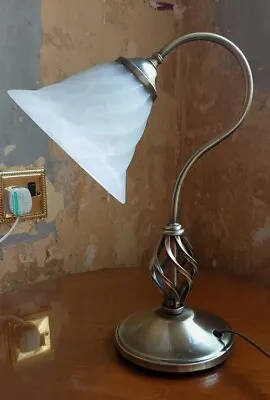 Vintage Table Lamp Light From 2005 Brass & Frosted Glass Shade Excellent  • $24.87