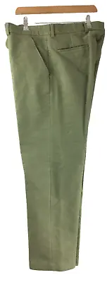 Hoggs Of Fife Moleskin Cotton Trousers Classic Cut W 38  L 31  Green Flat Front • $49.79