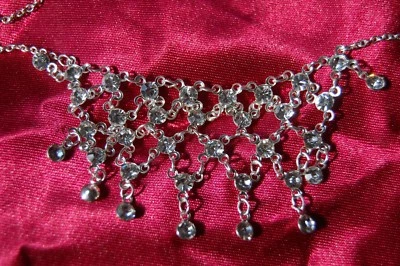 £28.99 • Buy 🌸 New Silver Diamante Net Necklace On Silver Alloy Chain Costume Jewellery