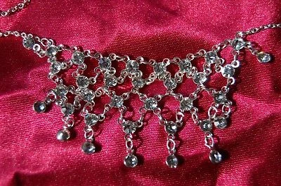 £28.99 • Buy 🌸 New Silver Diamante Net Necklace On Silver Alloy Chain Costume Jewellery