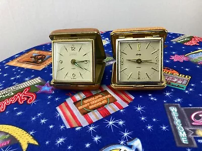 Two Working Vintage Windup Travel Alarm Clocks One From Germany • $9.95