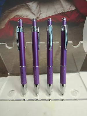 Set Of 4 Aruba Metal Click Top Ballpoint Pens-Purple Body • $8.99