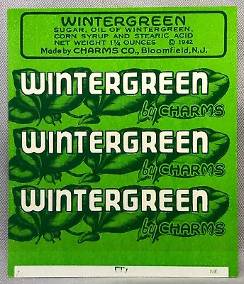 $34.95 • Buy 1942 Wintergreen CANDY Tablets CHARMS Wrapper Label Vintage Advertising