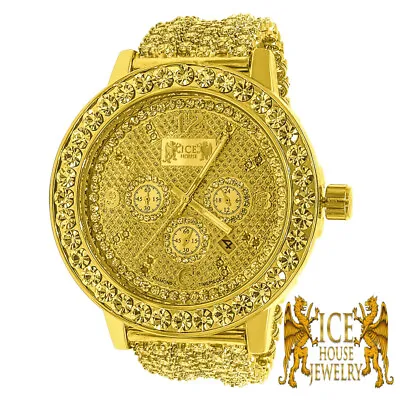 Mens Gold Canary Custom Round Solitaire Bezel Analog Joe Rodeo Jojo Jojino Watch • $199.99
