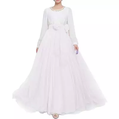 Women Wedding Long Maxi Puffy Tulle Skirt Floor Length Bowknot Belt For Party • £20.39