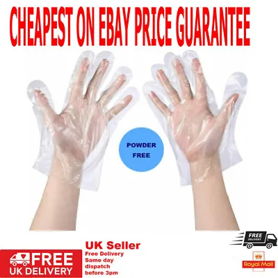 £1.99 • Buy Disposable Plastic PE Polythene Work Strong Food Gloves Powder / Latex Free Sale