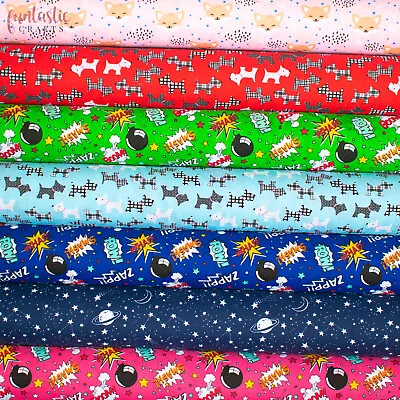 £2.99 • Buy Kids Polycotton Fabric Children Boy Girl Nursery Craft Material Space Super Hero