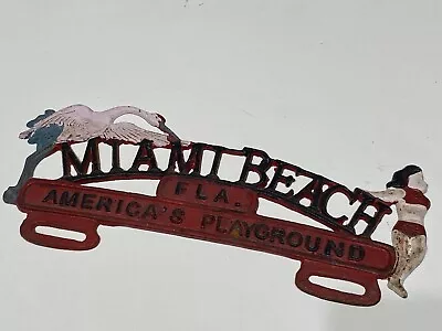 VTG Miami Beach Florida Iron License Plate Topper Plaque • $9.99