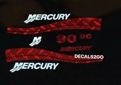 MERCURY OUTBOARD DECAL RED DIAMOND PLATE Marine Vinyl 90 HP • $69.99