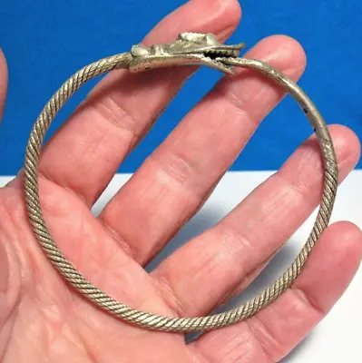 Sterling Silver Bangle Bracelet Dragon Eating Tail 20.6 Grams Vintage • $150