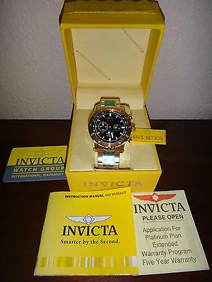 INVICTA  Mens Specialty Gold Steel Watch Chronograph Tachometer 18163 Black Dial • £135.11