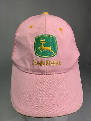 Vintage Pink John Deere Mesh Back Snapback Trucker Cap • $45
