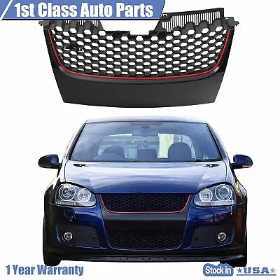 Mesh Grille Black Badgeless W/ Red Trim For 06-09 VW GTI GLI Jetta MK5 • $38.29