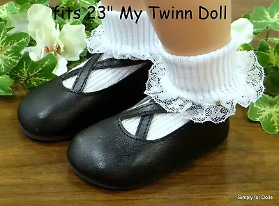 BLACK Cris-Cros Ankle Strap DOLL SHOES Fits 23  MY TWINN DOLL CLOTHES • $7.98