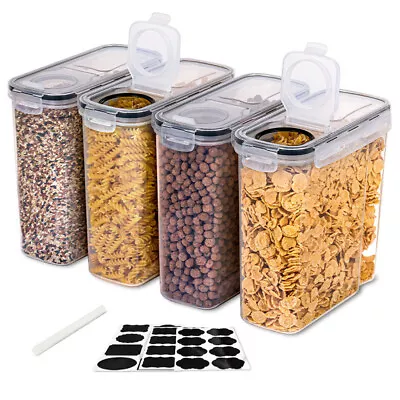 Set Of 4 Cereal Storage Containers Dispenser Food Storage Container Dispenser • £14.95