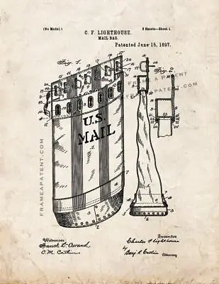 Mail Bag Patent Print Old Look • $29.95