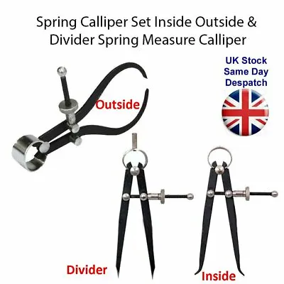 Calliper Divider Spring Loaded Inside Outside Measure Tool • £7.49