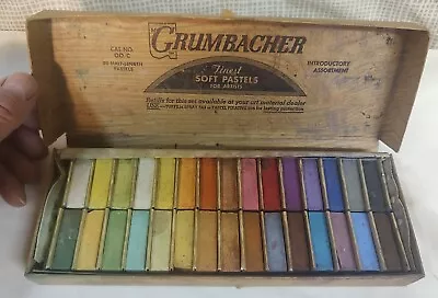 Vintage Grumbacher Set Of 30 Half Length Finest Soft Pastels For Artists Box Set • $11.95