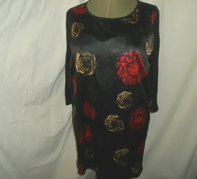 £14.99 • Buy Butler And Wilson Tunic Top With 3/4 Sleeves Black Floral Multicolour Print XL.