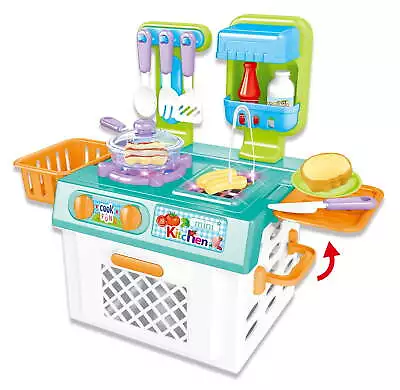 Mini Kitchen Playset With Sound And Color Changing Lights For Realistic Cooking • $36.41