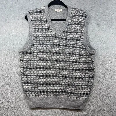 Dockers Mens Sweater Vest Gray Geometric Sleeveless V-Neck Pullover Size L • $9