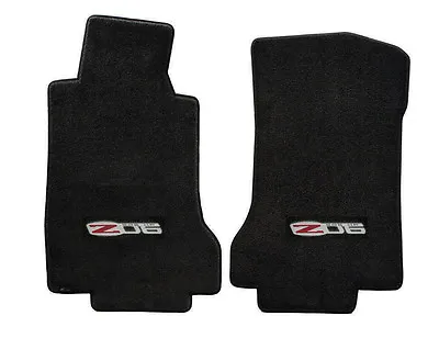 NEW! BLACK FRONT FLOOR MATS 2007-2013 CORVETTE  Embroidered Z06 505 HP Logo Pair • $138.99