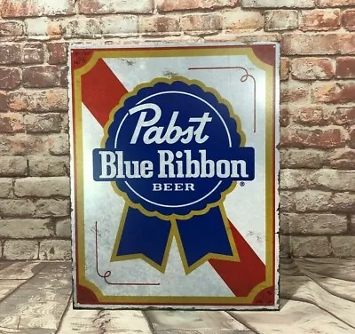 Pabst Blue Ribbon Beer Metal Sign For Man Cave Garage Or Bar - Made In The USA • $9.99