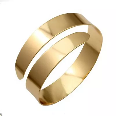 Fashion Women Punk Swirl Upper Arm Cuff Armlet Armband Bangle Bracelet Gold • £5.81