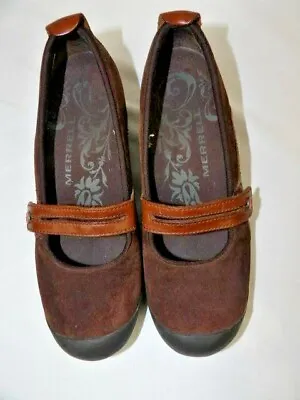 Merrell Plaza Bandeau Expresso Woman's Size 7.5 Suede & Leather Maryjane Shoes • $9.99